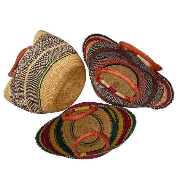 Deluxe Colorful African U-shape Shopping Basket - Large 18"